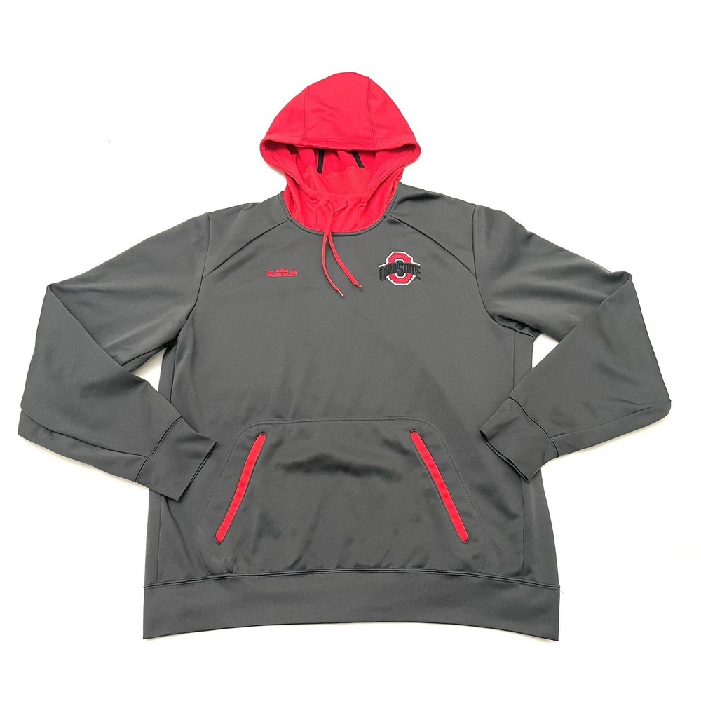 Ohio State Buckeyes Lebron James ELITE Nike Therma-Fit HoodieMen's XL Gray / Red